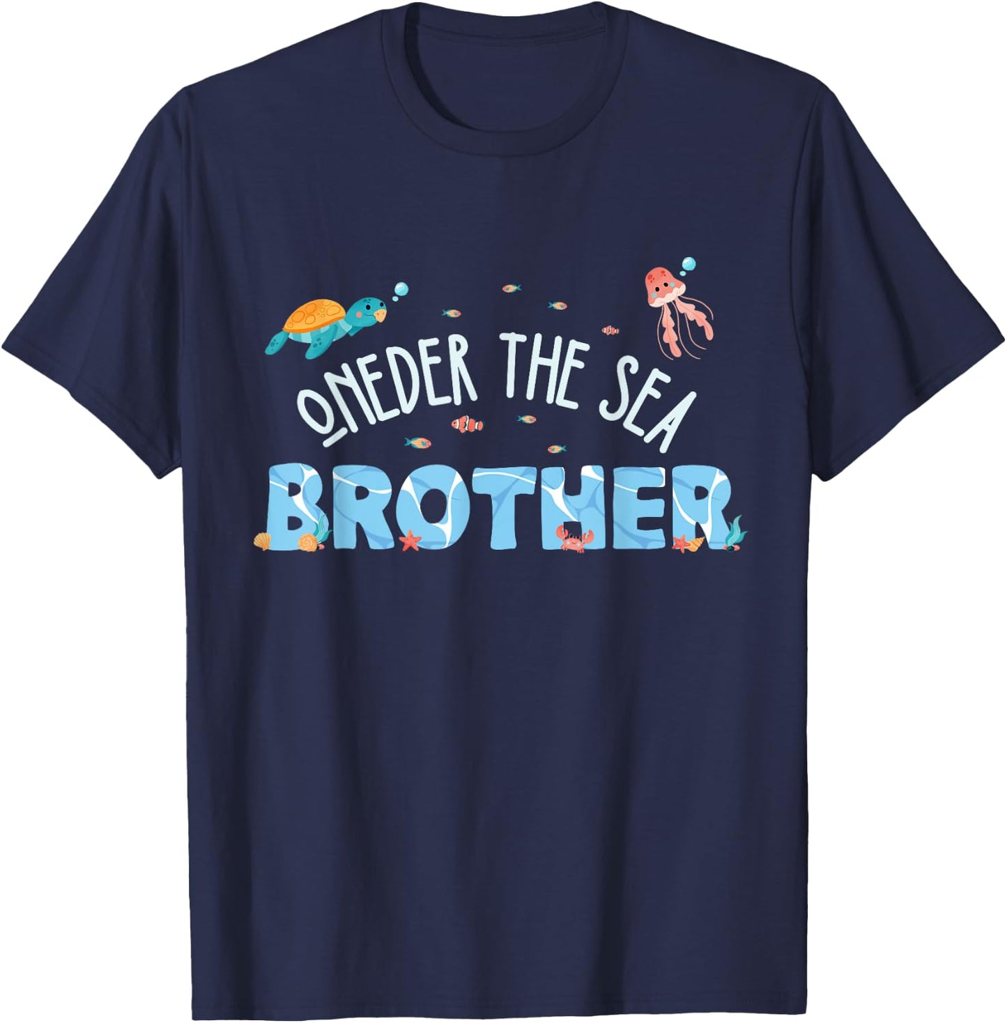 Under Sea Brother Birthday Girl Boy Matching Family Party T-Shirt - T-Shirt | Navy