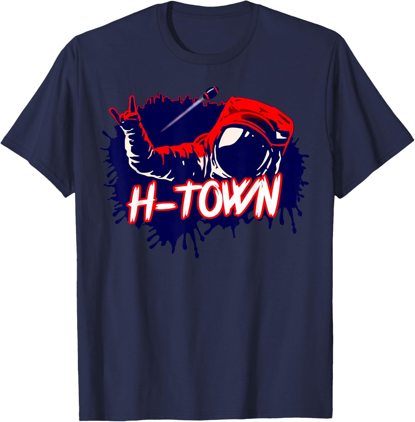 Houston Texas Astronaut H-Town Hand Sign - Houston Football T-Shirt - T-Shirt | Navy