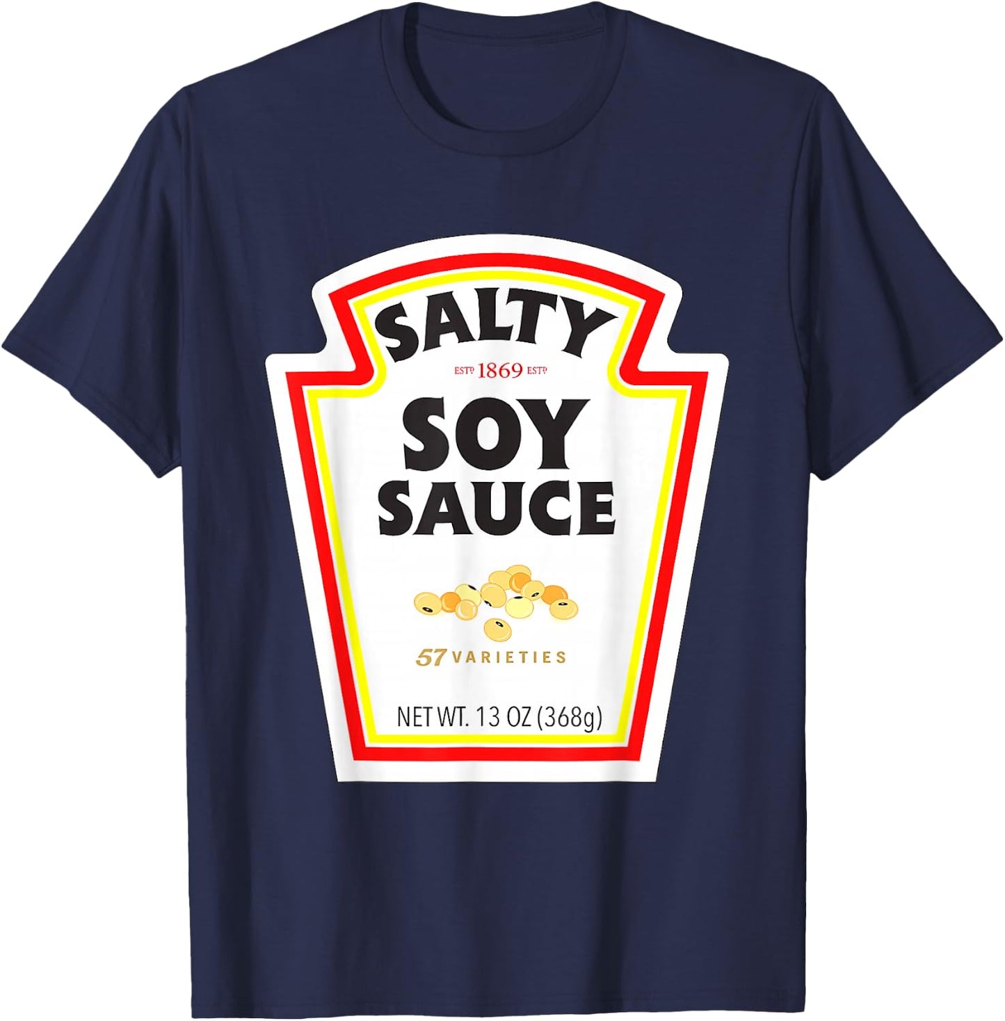 Easy Halloween Matching Costume Salty Soy Sauce Bottle Label T-Shirt - T-Shirt | Navy