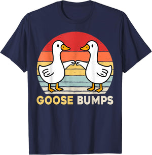 Funny Goose Bumps Humorous Pun Silly Goose Dad Joke T-Shirt - T-Shirt | Navy