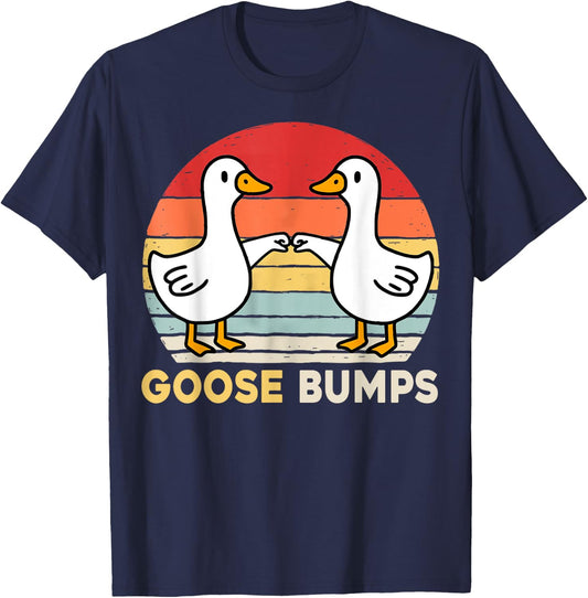 Funny Goose Bumps Humorous Pun Silly Goose Dad Joke T-Shirt - T-Shirt | Navy
