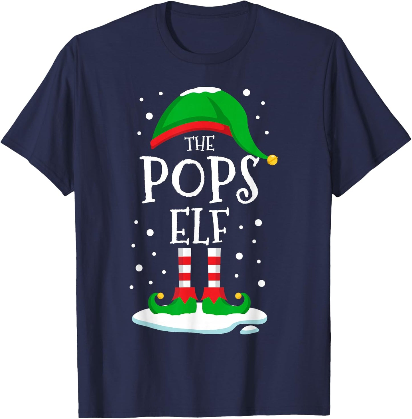 The Pops Elf Christmas Family Matching Xmas Grandpa Funny T-Shirt - T-Shirt | Navy