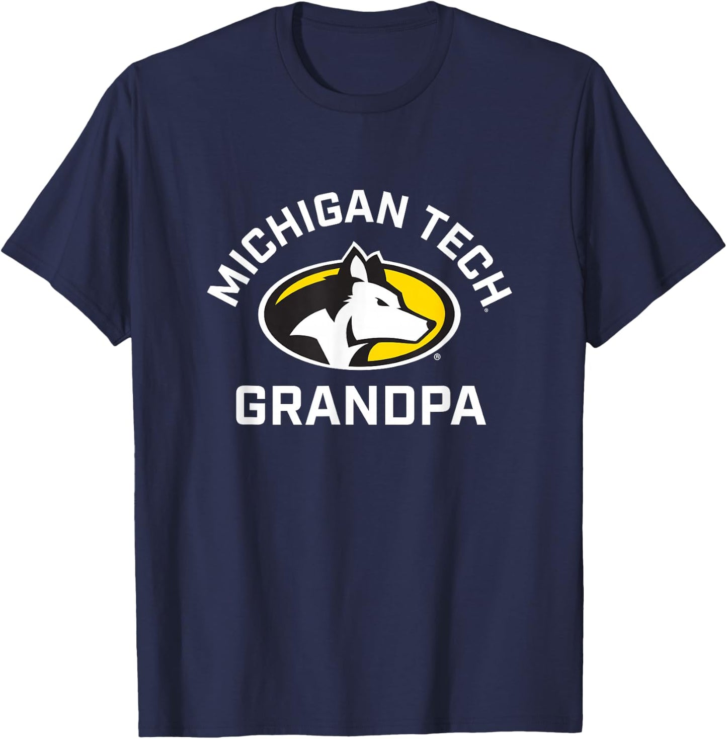 Michigan Tech Huskies Arched Grandpa T-Shirt - T-Shirt | Navy