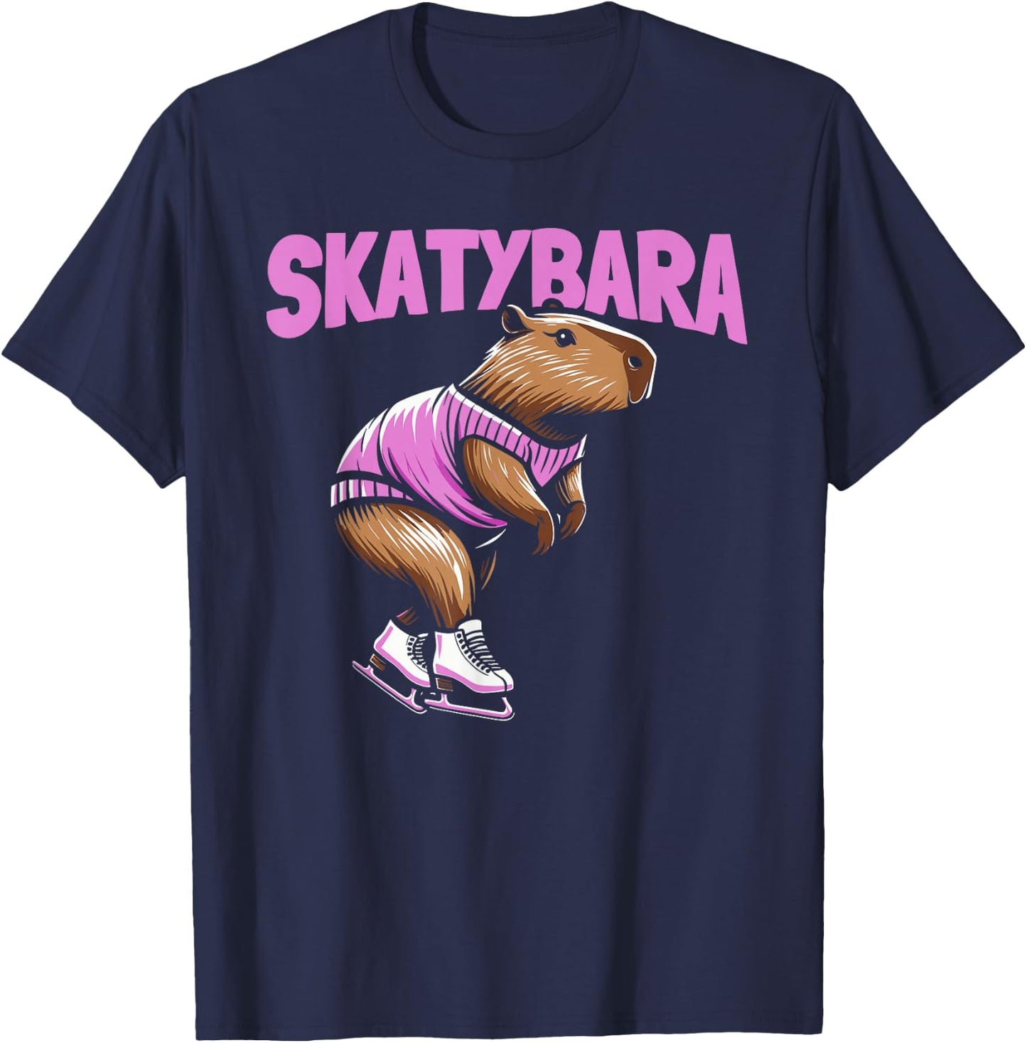 Skatybara Skates Skater Skate Figure Skating Capybara T-Shirt - T-Shirt | Navy
