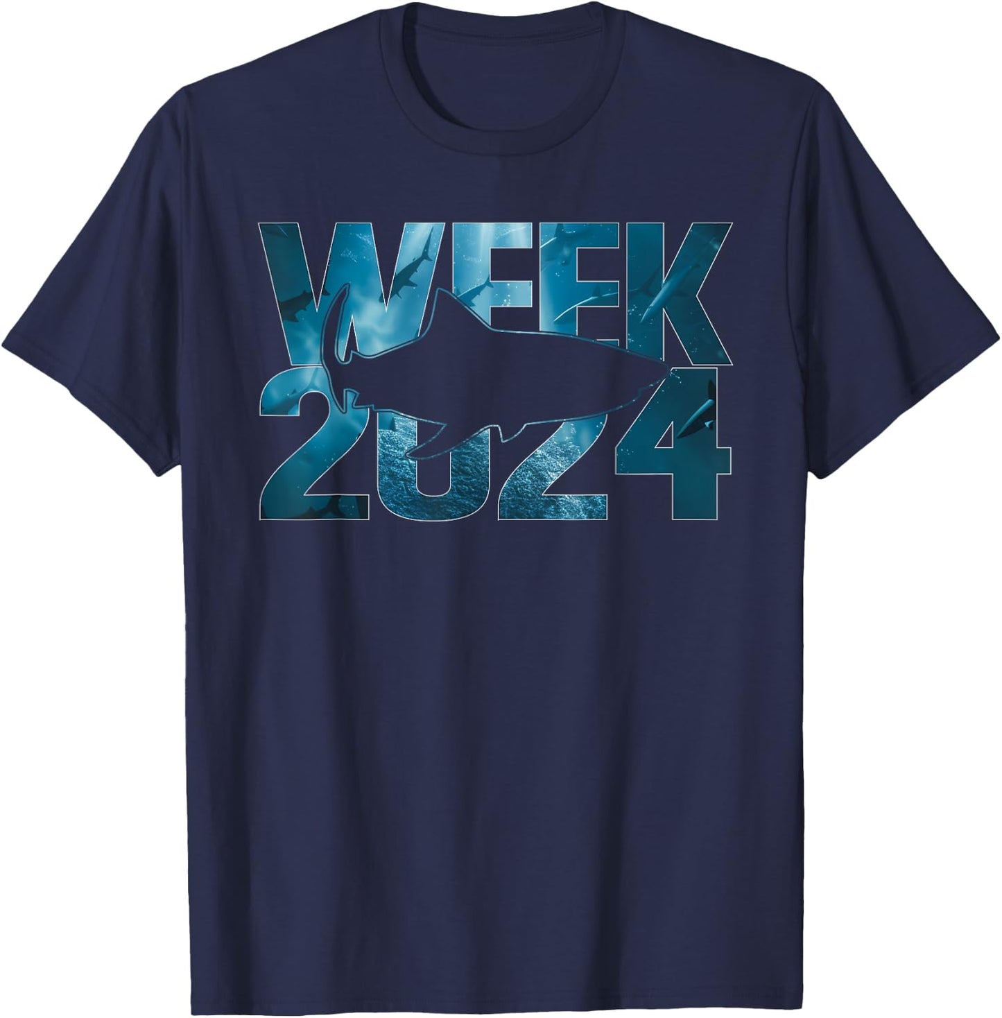 Shark Lover 2024 Week Animal Sea Ocean Matching Squad Summer T-Shirt - T-Shirt | Navy