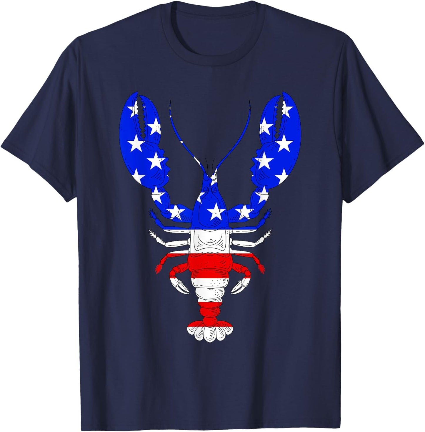 American Blue, White and Red Cool Lobsters Design T-Shirt - T-Shirt | Navy