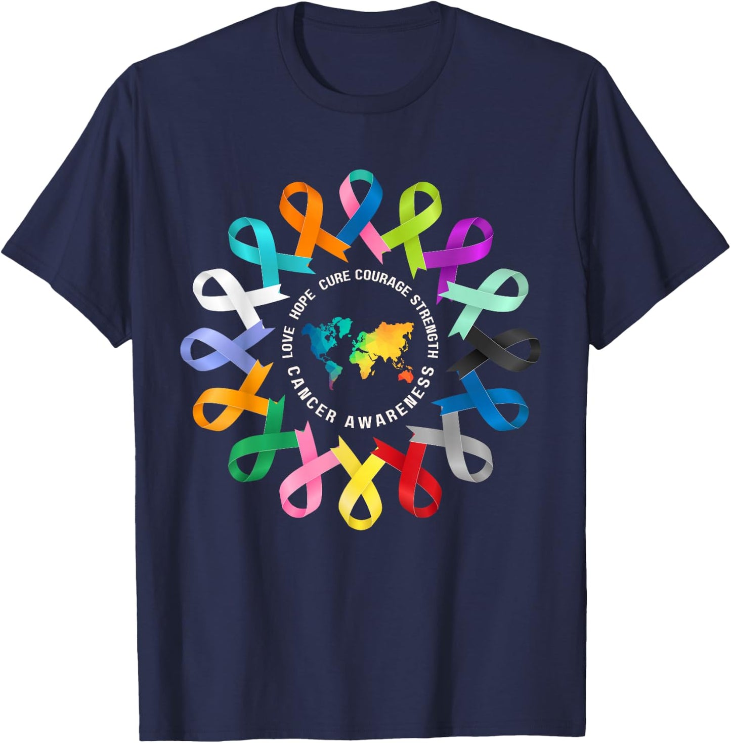 All Cancer Matters Awareness Fight Cancer Ribbon Support T-Shirt - T-Shirt | Navy