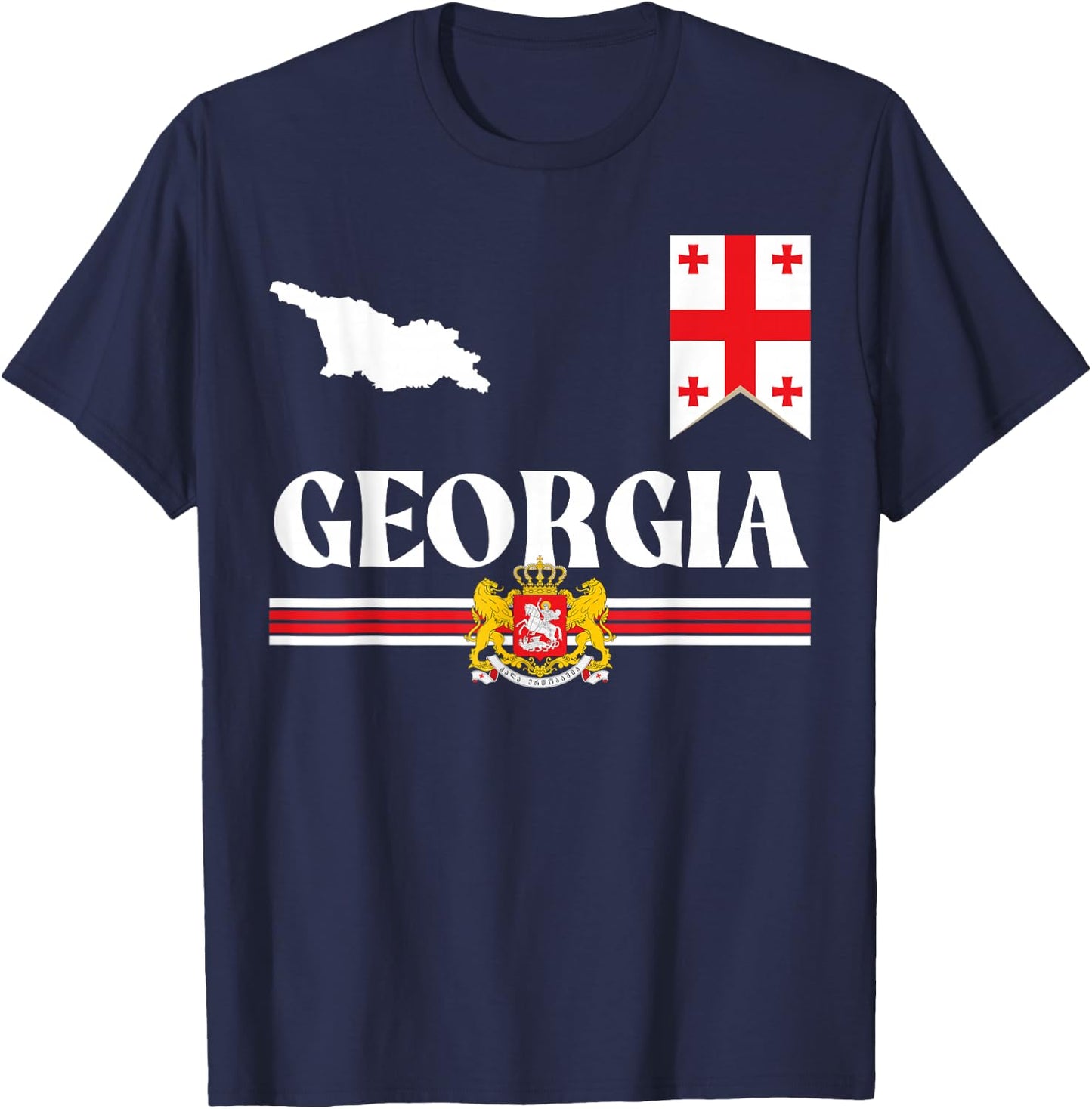 Georgia Country Flag, Georgian Culture, Georgia T-Shirt - T-Shirt | Navy