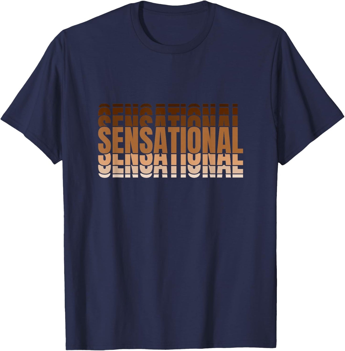 Brown Sensational Brown Color Graphic T-Shirt - T-Shirt | Navy