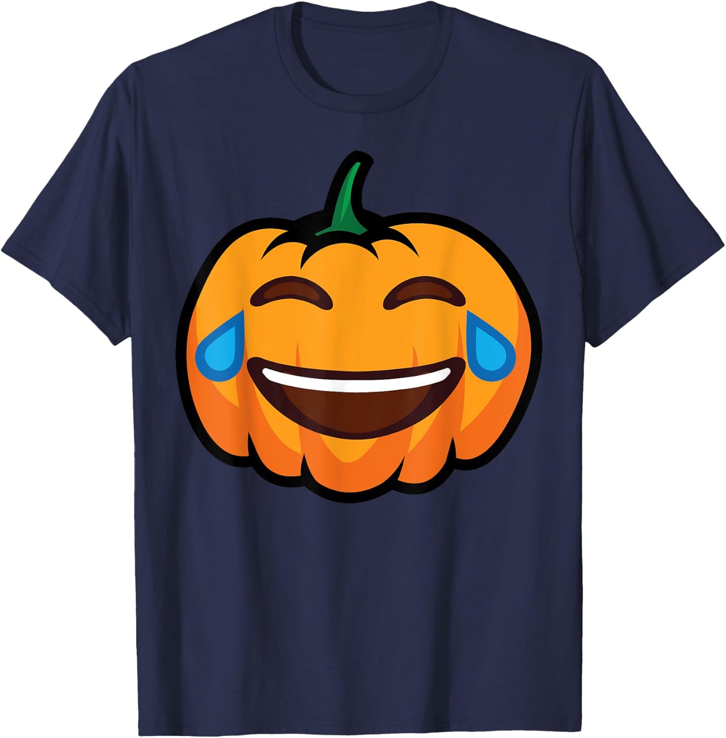 Pumpkin Two Eyes Wink Cry With Big Smile Halloween Costume T-Shirt - T-Shirt | Navy