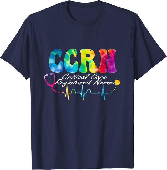 Critical Care Registered Nurse Tie Dye CCRN Nurse T-Shirt - T-Shirt | Navy