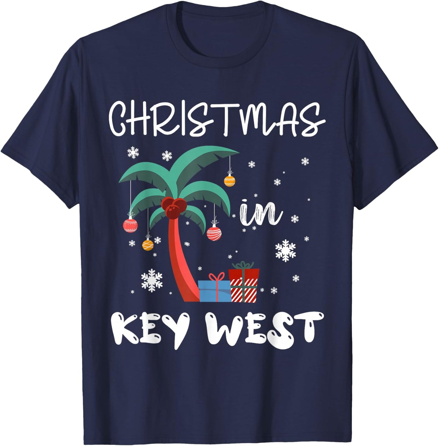 Christmas In KEY WEST Trip 2025 Family Reunion Winter Break T-Shirt - T-Shirt | Navy