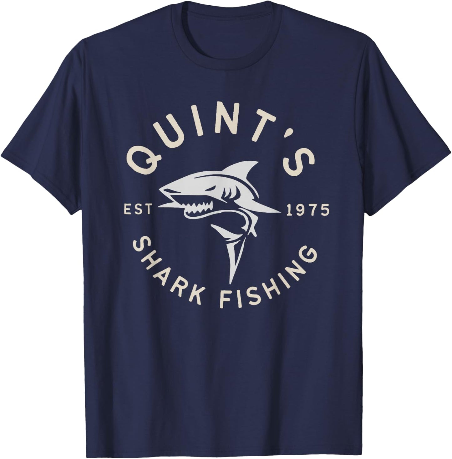 Vintage Quint's Shark Fishing 1975 Retro T-Shirt - T-Shirt | Navy