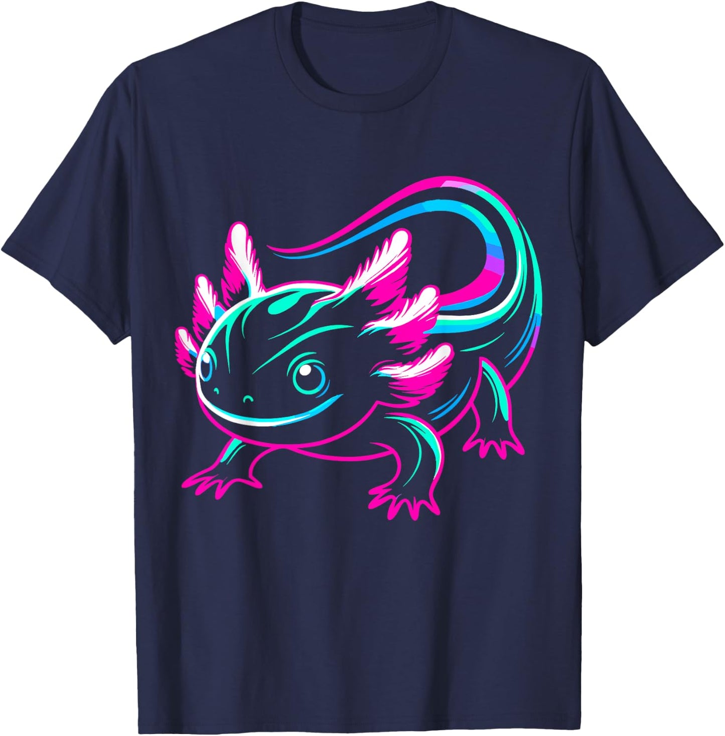 Neon Axolotl T-Shirt - T-Shirt | Navy