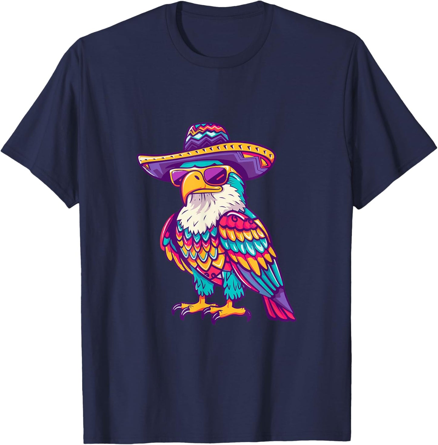 Party Eagle With Sombrero | Mexico T-Shirt - T-Shirt | Navy