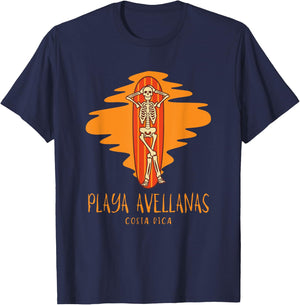 Playa Avellanas Costa Rica Surfing Skeleton T-Shirt - T-Shirt | Navy