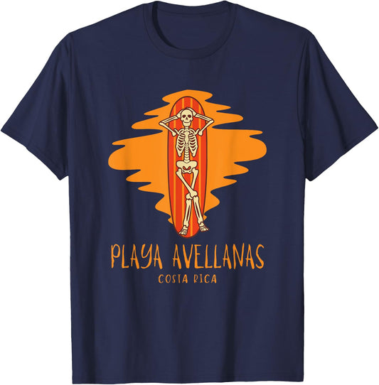 Playa Avellanas Costa Rica Surfing Skeleton T-Shirt - T-Shirt | Navy