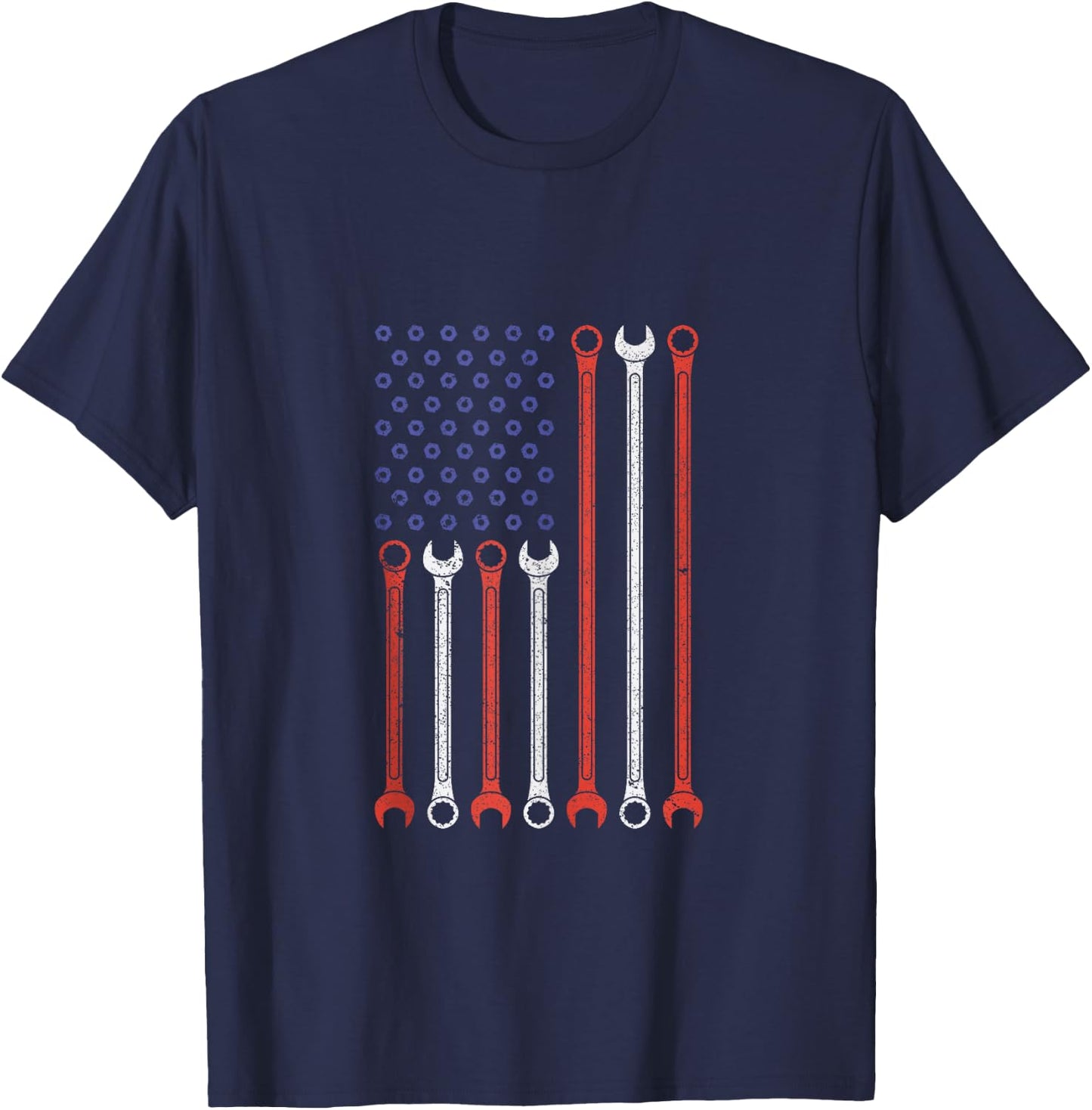 Vintage American Flag Diesel Engine Mechanic Muscle Car Love T-Shirt - T-Shirt | Navy