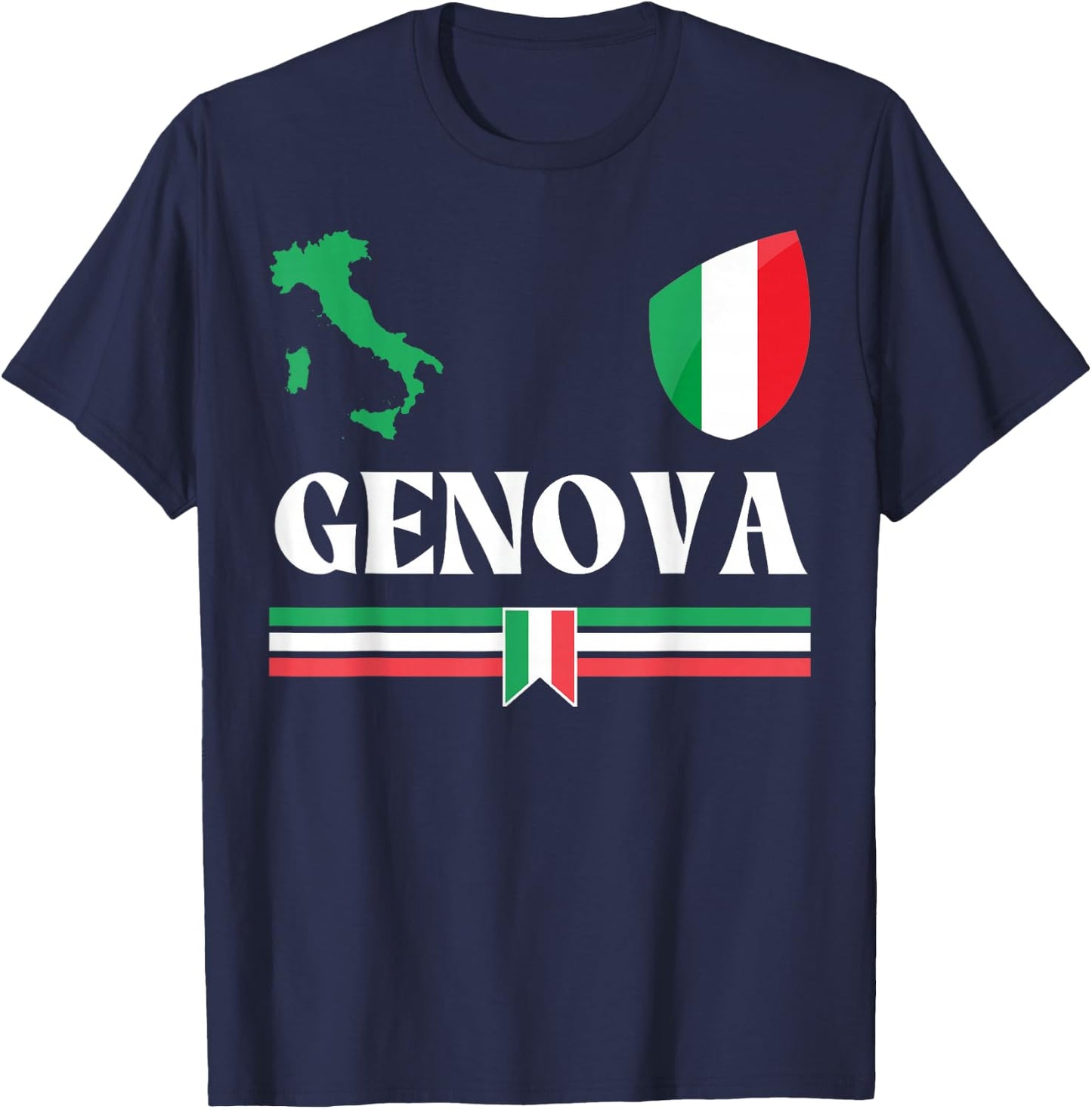 Genoa Italy Flag, Genova Italy, Genova, Genoa T-Shirt - T-Shirt | Navy