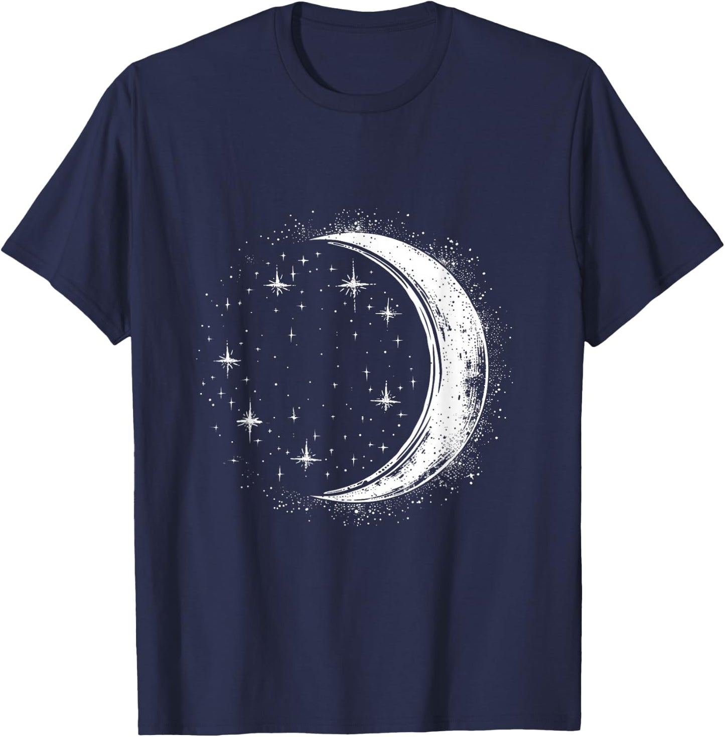 Starlight and Simple Crescent Moon T-Shirt - T-Shirt | Navy