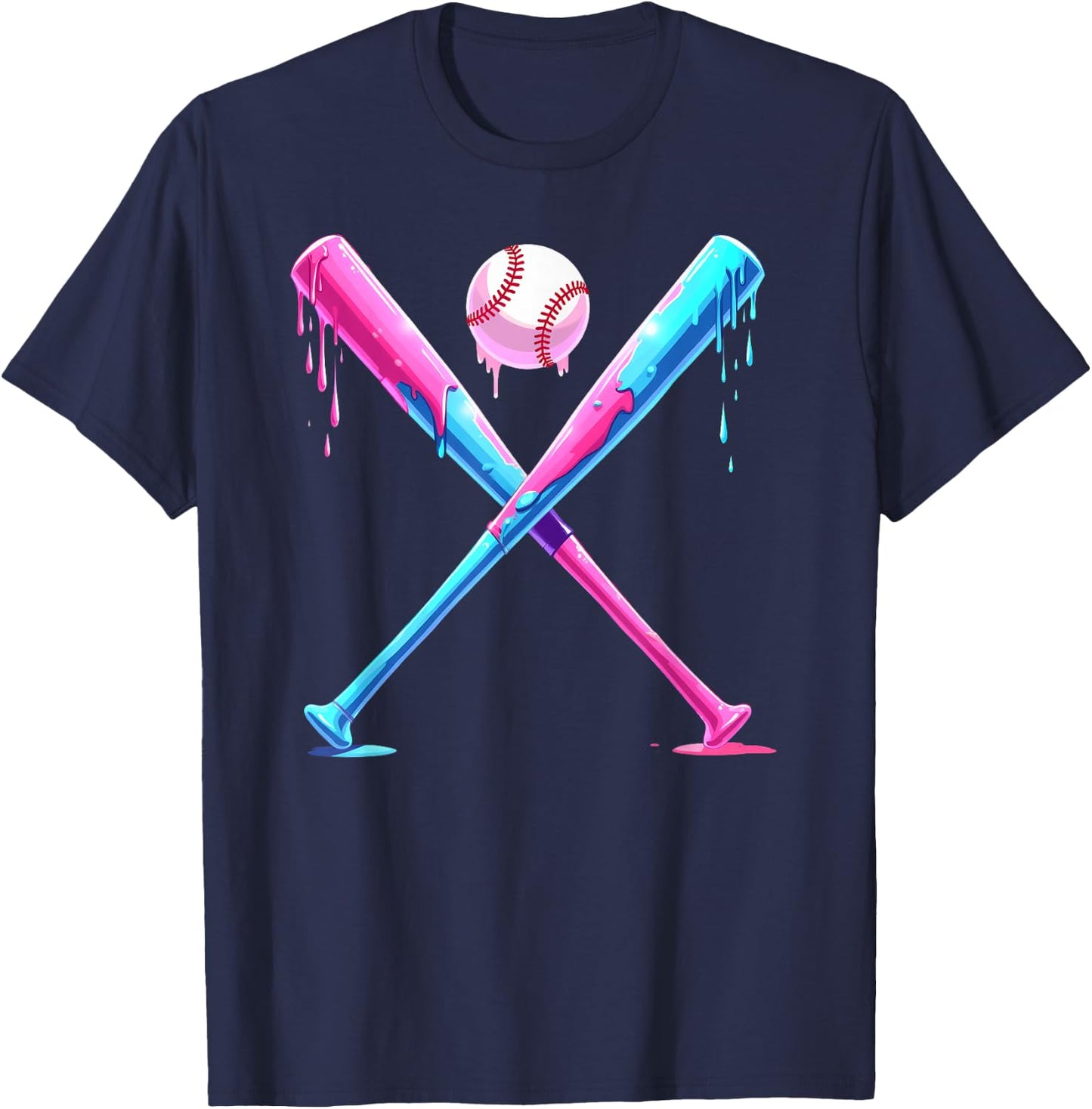 Baseball Home Plate Social Club for Boy Ice Cream Drip T-Shirt - T-Shirt | Navy