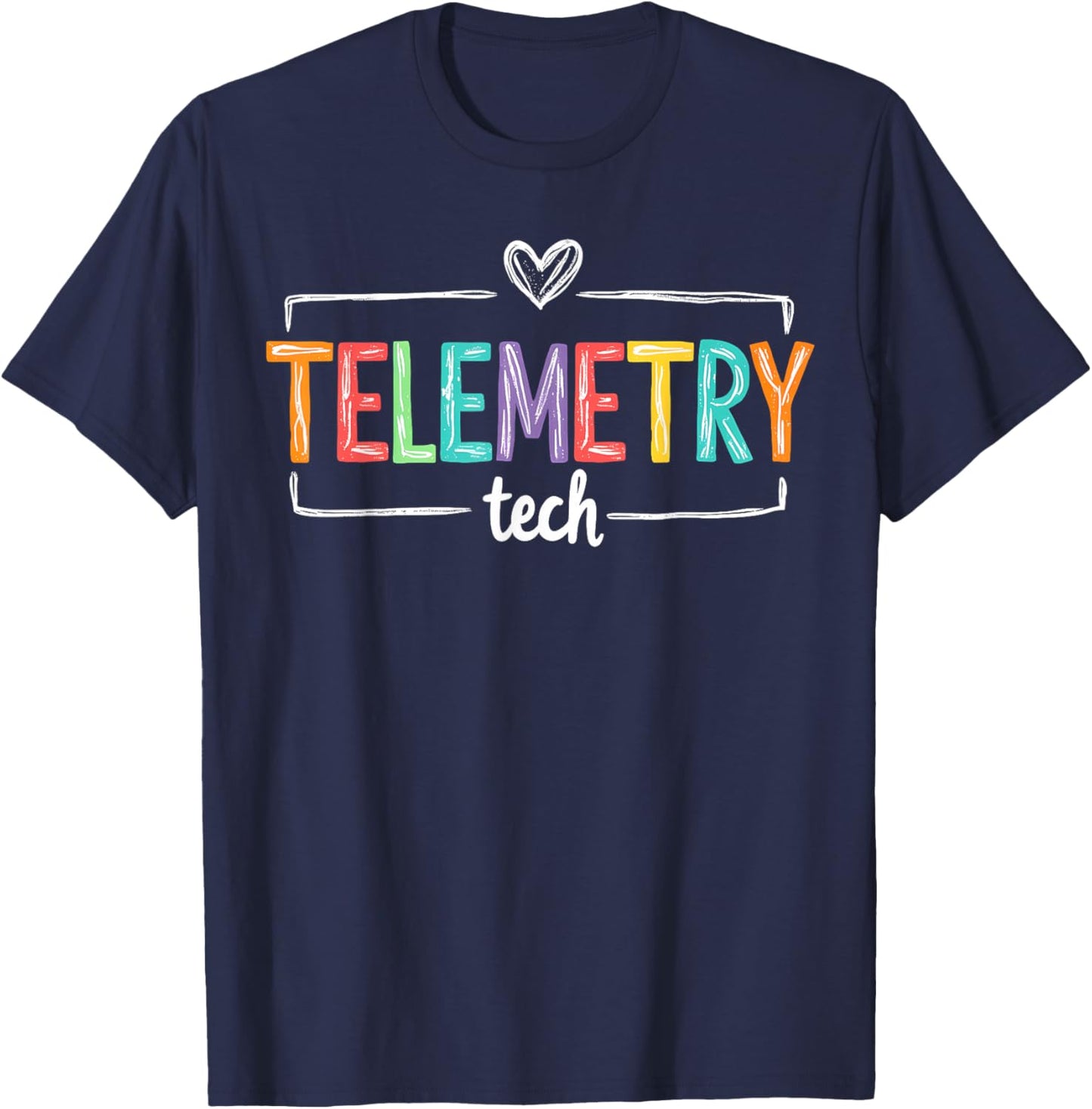Heartbeat Electrocardiograph Cardiac Monitor Telemetry Tech T-Shirt - T-Shirt | Navy