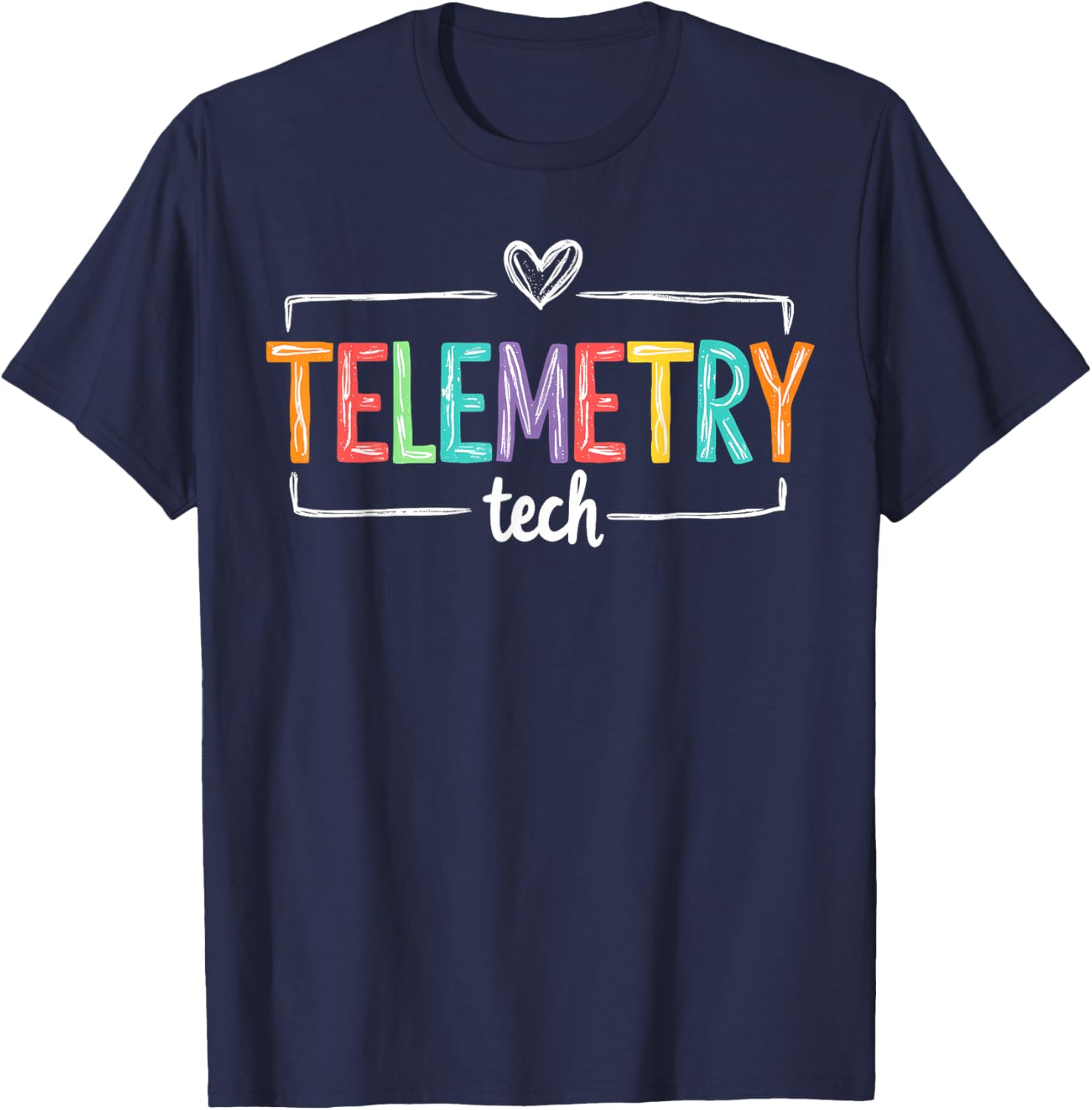 Heartbeat Electrocardiograph Cardiac Monitor Telemetry Tech T-Shirt - T-Shirt | Navy