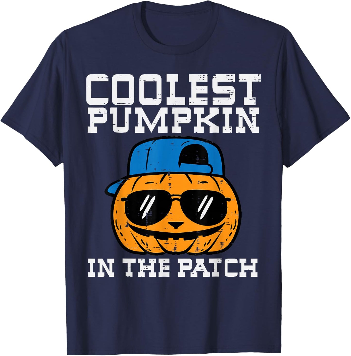 Halloween Coolest Pumpkin In Patch Costume Boys Kids Toddler T-Shirt - T-Shirt | Navy