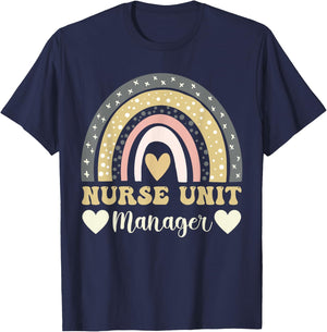 Cute Nurse Unit Manager Women Rainbow Nursing Unit Manager T-Shirt - T-Shirt | Navy