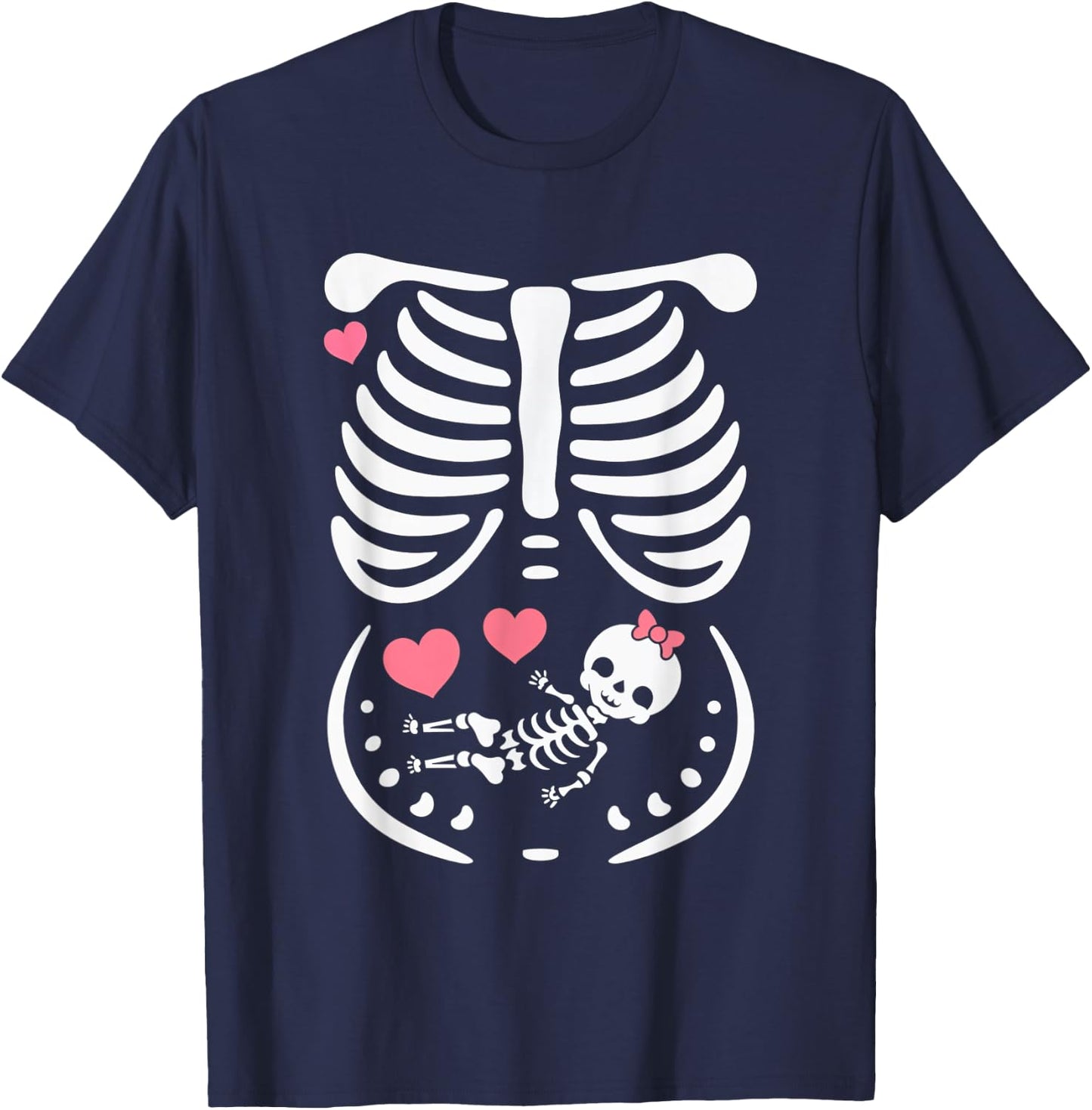 Maternity Skeleton Baby Love Hearts Cute Pregnancy T-Shirt - T-Shirt | Navy