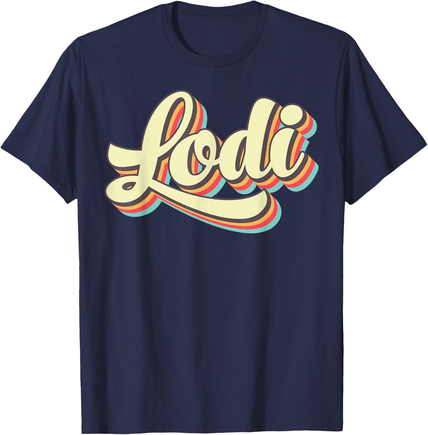 Lodi Retro Art Baseball Font Vintage T-Shirt - T-Shirt | Navy