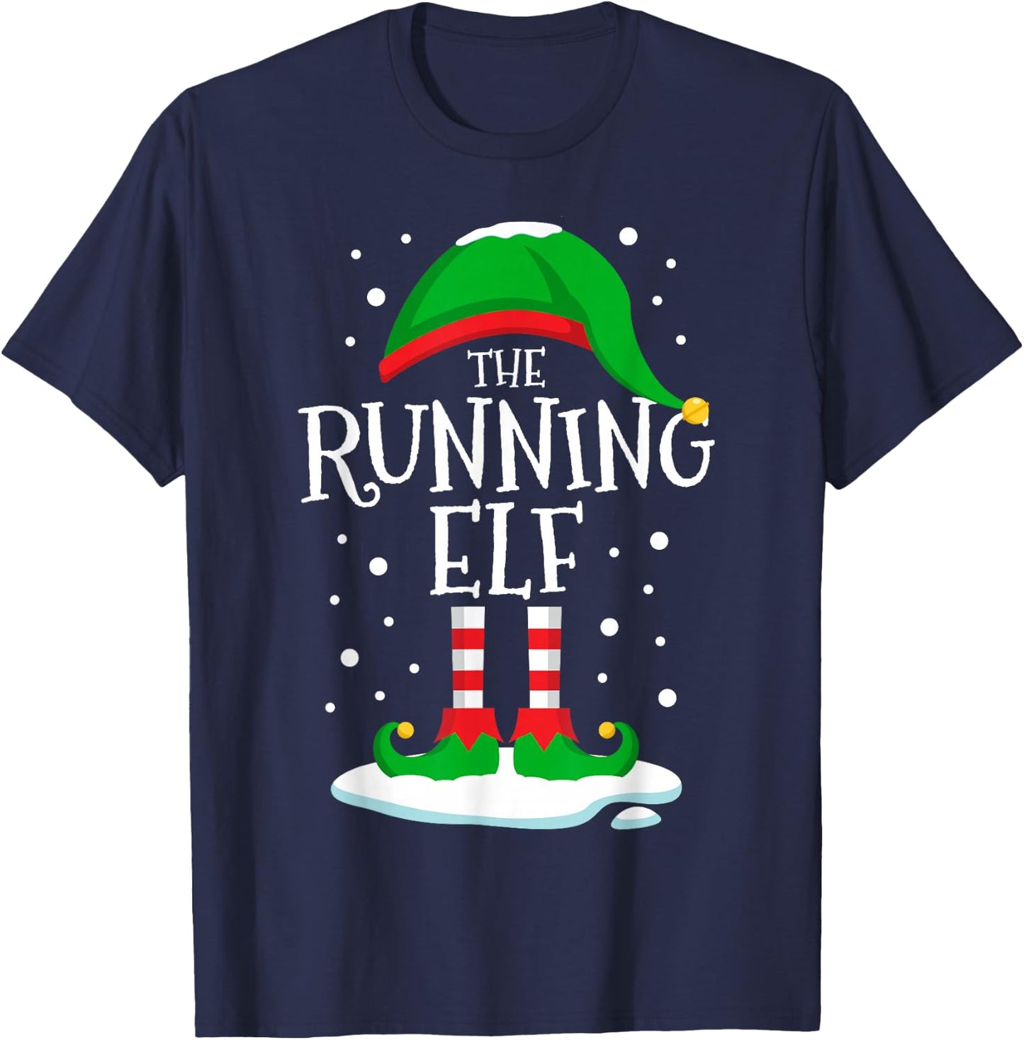 The Running Elf Christmas Family Matching Xmas Runner Funny T-Shirt - T-Shirt | Navy