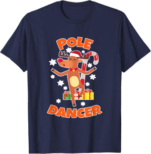 Reindeer I Pole Dancer I Dancing Dancer Funny Christmas T-Shirt - T-Shirt | Navy