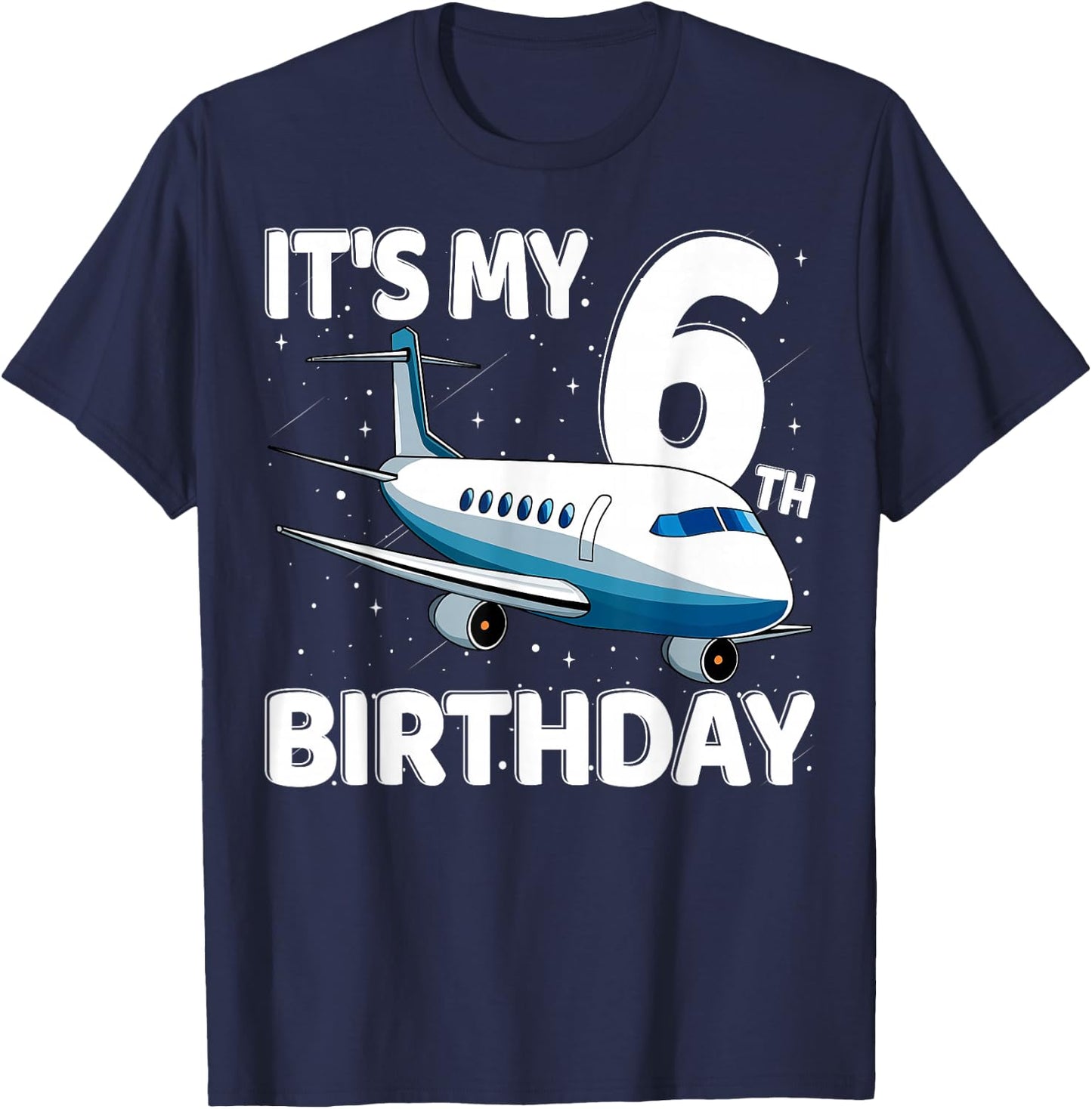 It's My 6th Birthday Airplane 6 year old Birthday Boy Girl T-Shirt - T-Shirt | Navy
