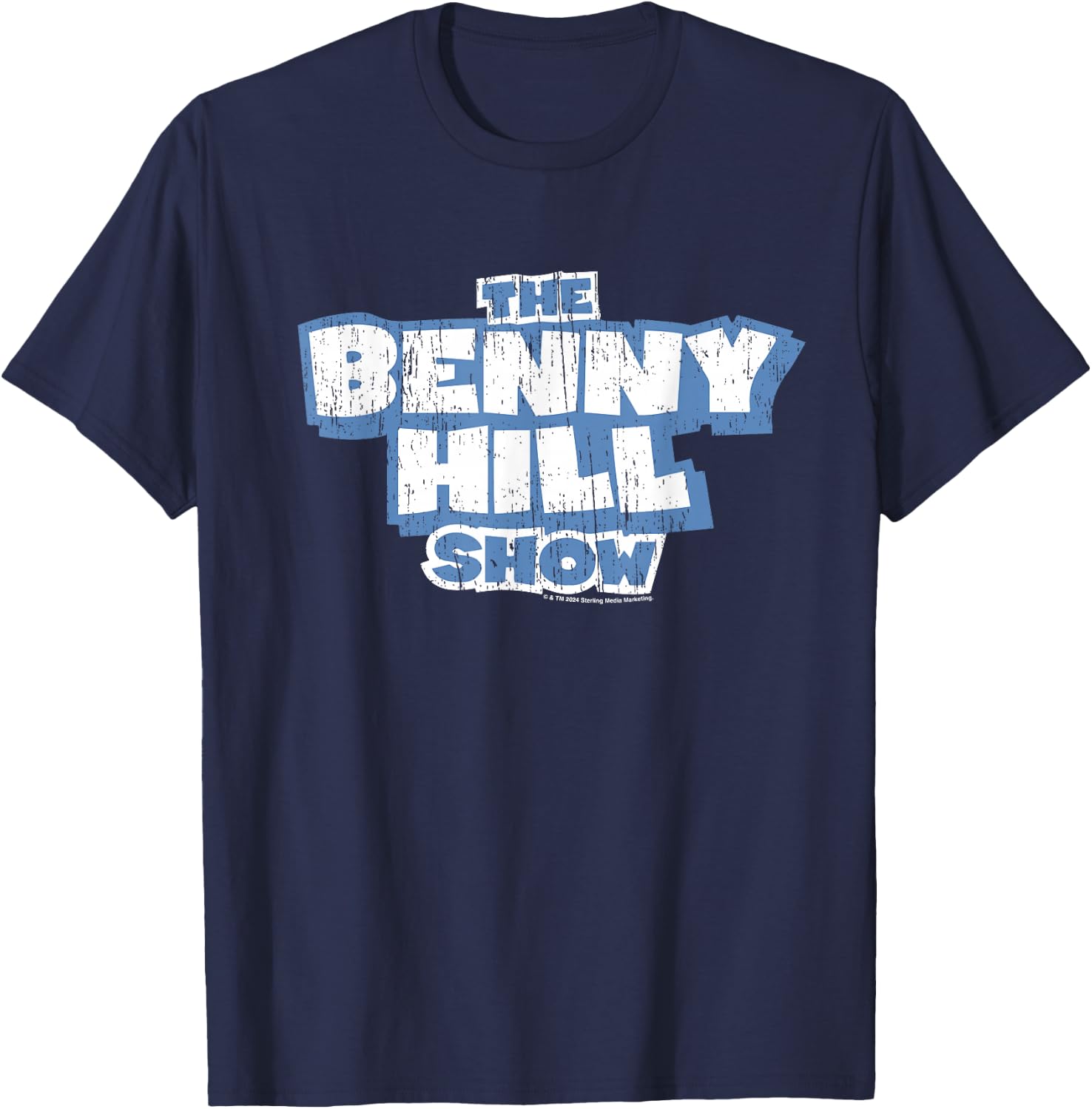 Benny Hill The Benny Hill Show Logo Distressed T-Shirt - T-Shirt | Navy