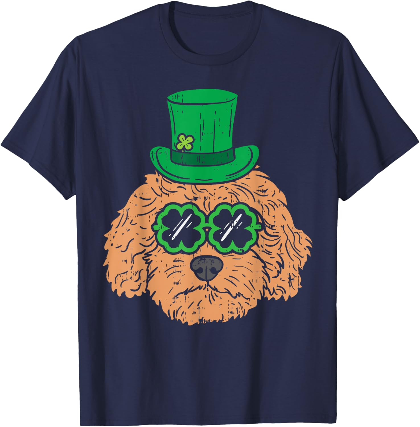 Irish Goldendoodle Doodle Dog Funny St Patricks Day Pet Gift Men Women Kids T-Shirt - T-Shirt | Navy