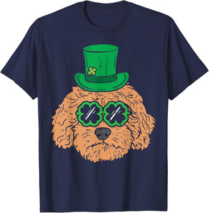 Irish Goldendoodle Doodle Dog Funny St Patricks Day Pet Gift Men Women Kids T-Shirt - T-Shirt | Navy