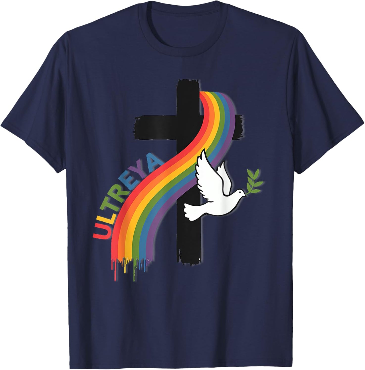 DeColores Cursillo Rainbow Rooster Catholic T-Shirt - T-Shirt | Navy