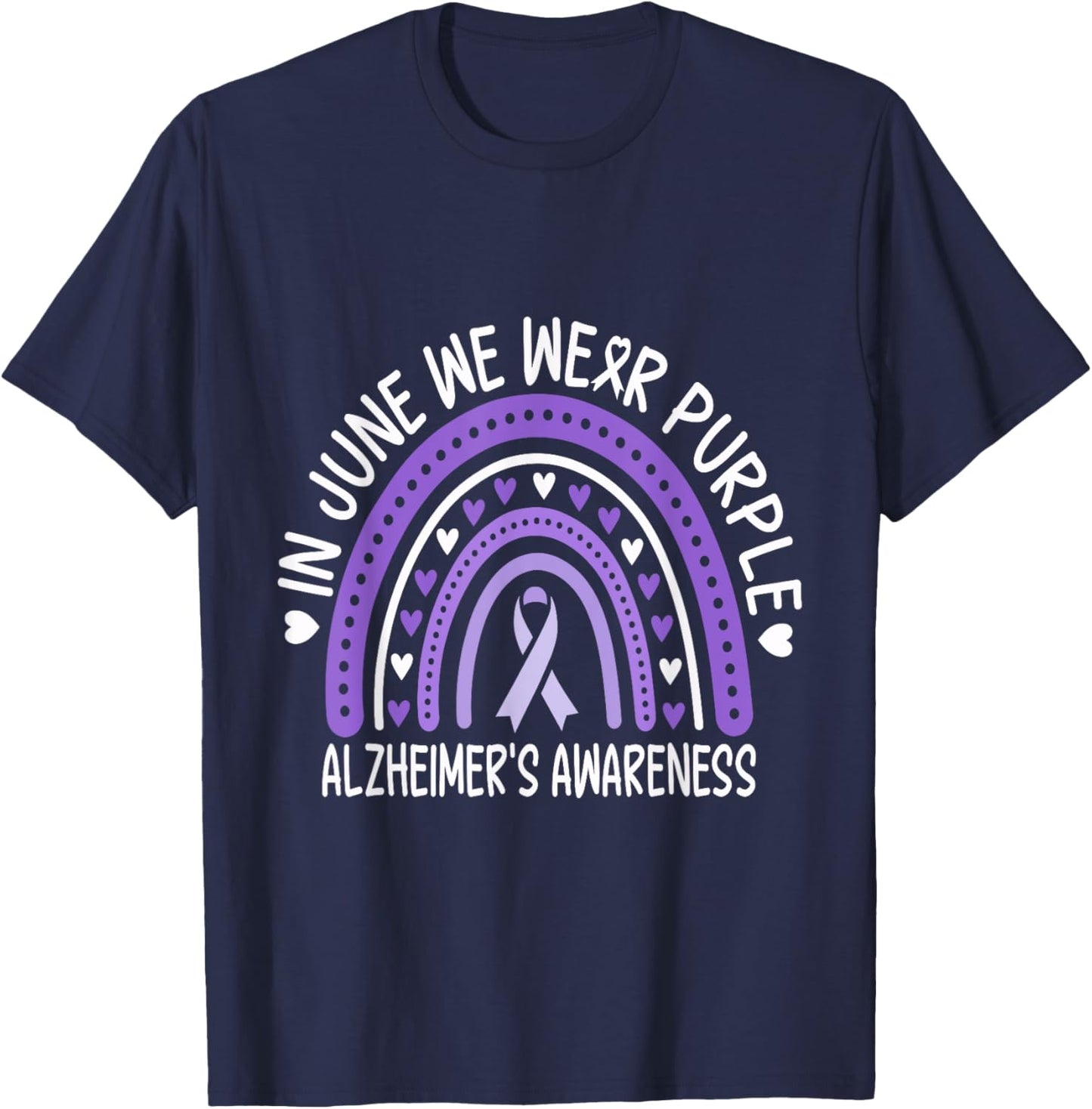 In June We Wear Purple For Dementia Alzheimers Awareness T-Shirt - T-Shirt | Navy
