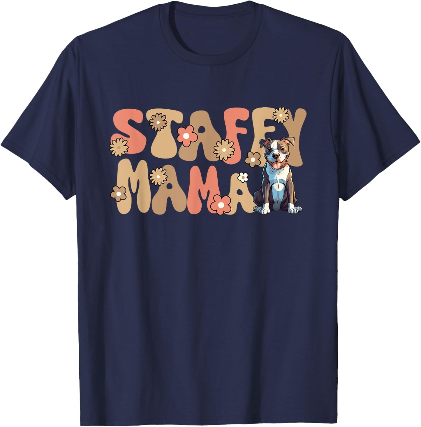 American Staffordshire Terrier World's Best Staffy Mama T-Shirt - T-Shirt | Navy