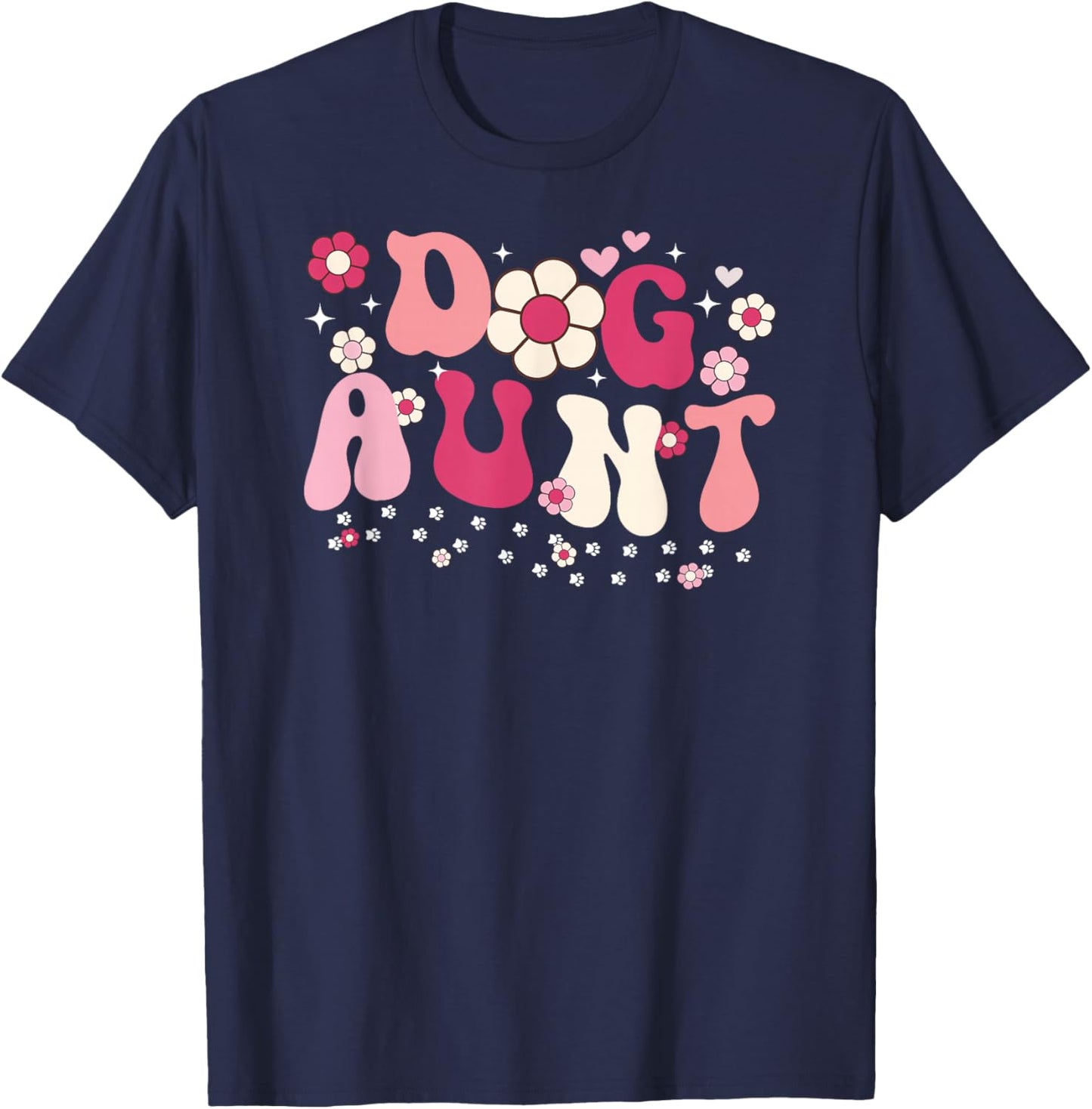 Groovy Dog Aunt Dog Lover Aunt Dog Auntie T-Shirt - T-Shirt | Navy