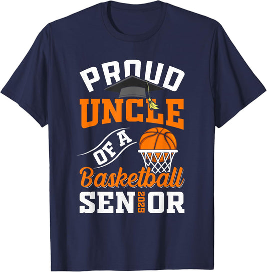 Proud uncle of a basketball Senior class of 2025 graduation T-Shirt - T-Shirt | Navy
