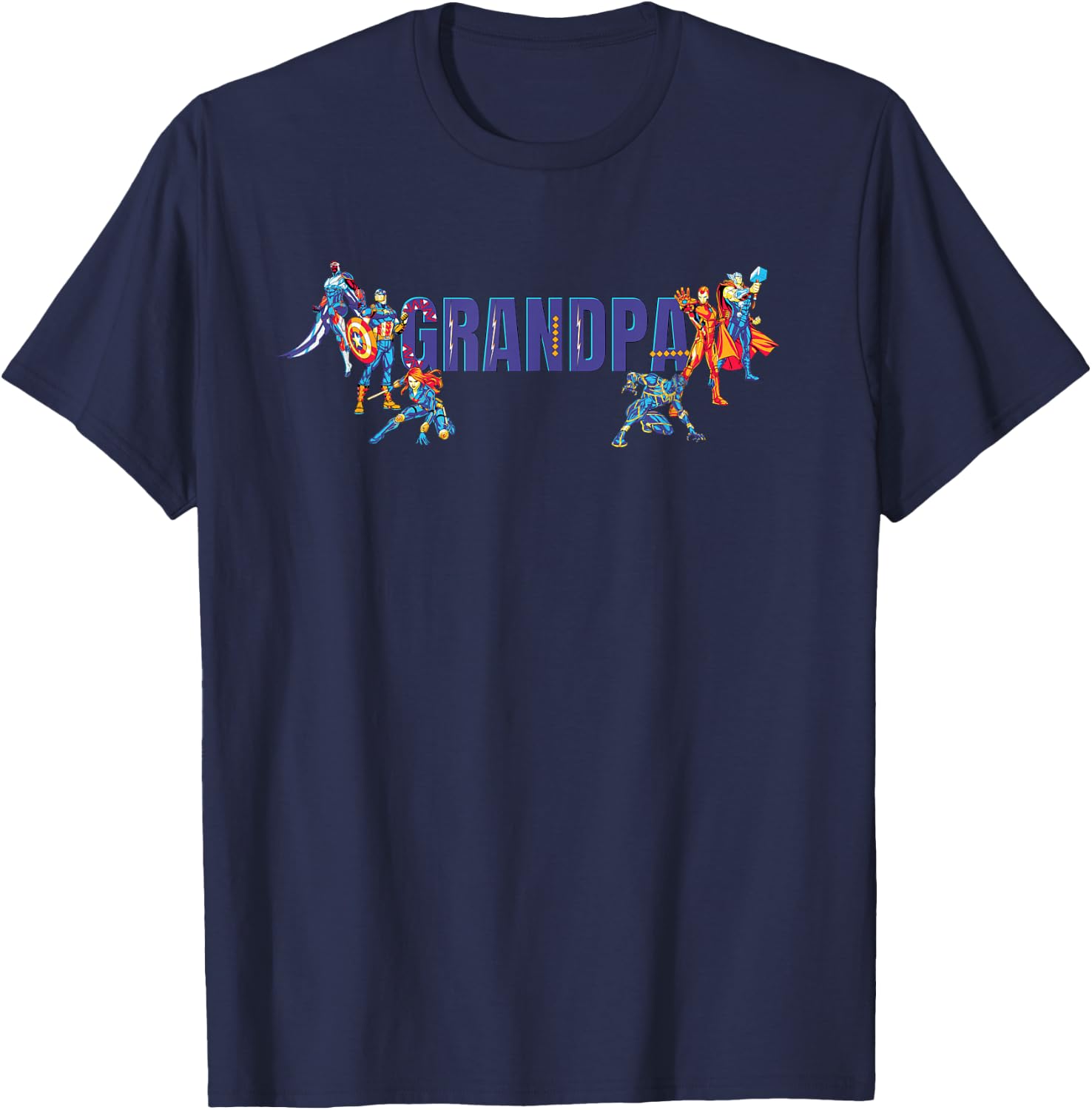 Marvel Super Heroes Avengers Family Vacation Trip Grandpa T-Shirt - T-Shirt | Navy