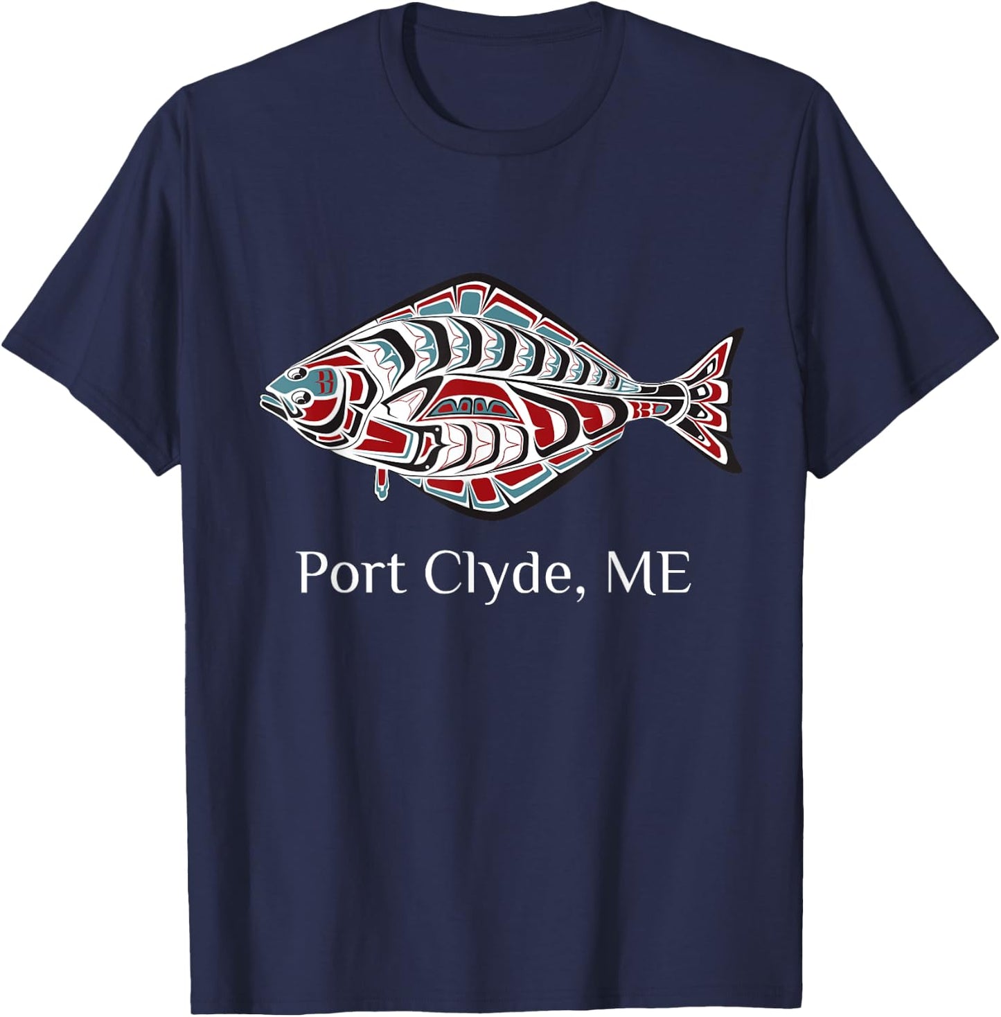 Port Clyde Maine Coast Halibut Fisherman Native American T-Shirt - T-Shirt | Navy