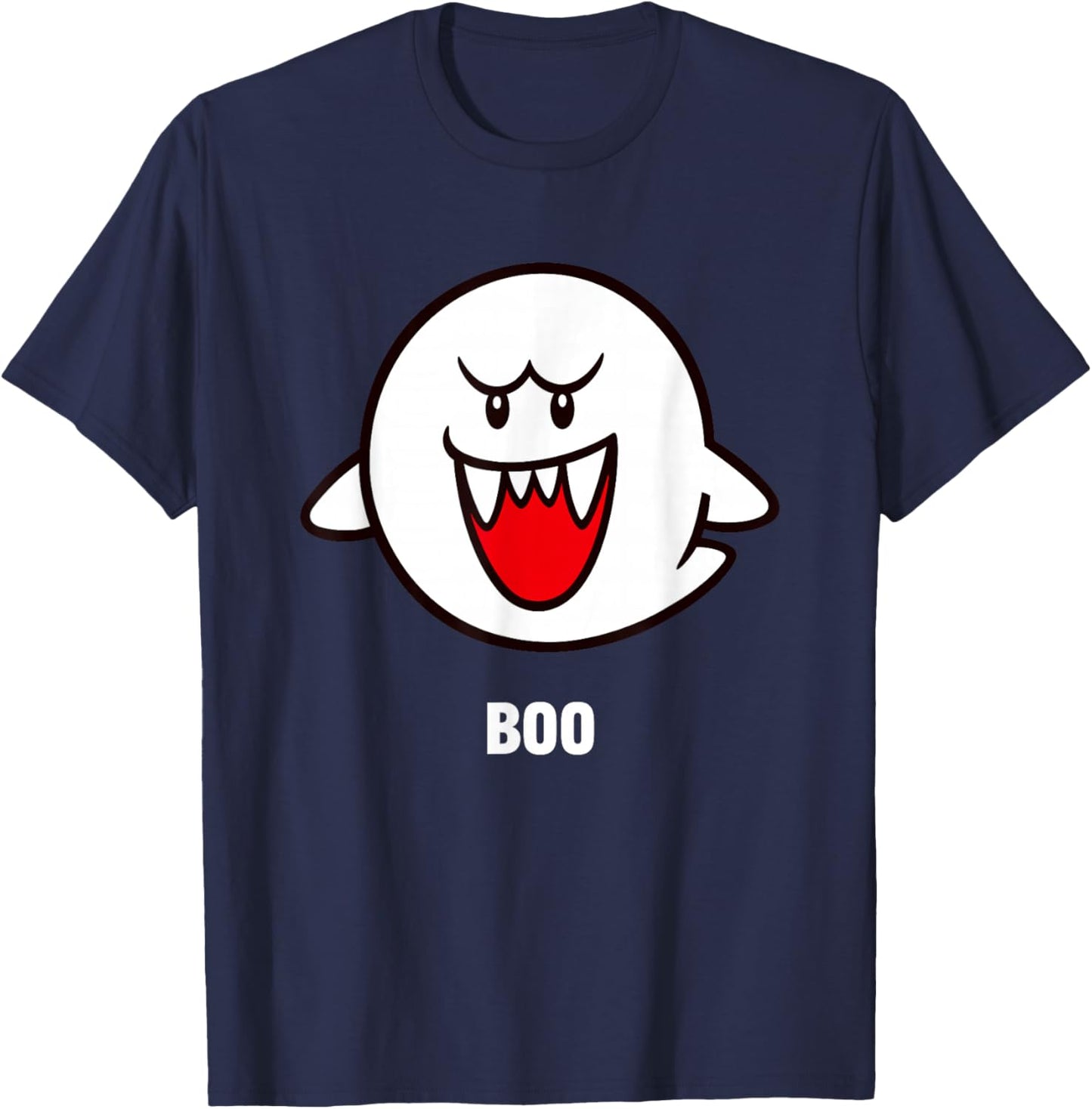 Super Mario Bros Boo Spooky Ghost Center Icon T-Shirt - T-Shirt | Navy