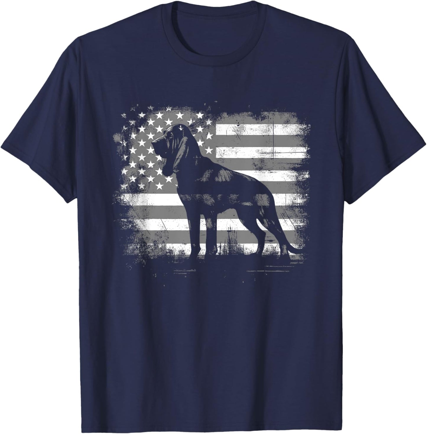 Bloodhound American Flag - Patriotic USA Dog Lover Women Kids T-Shirt - T-Shirt | Navy