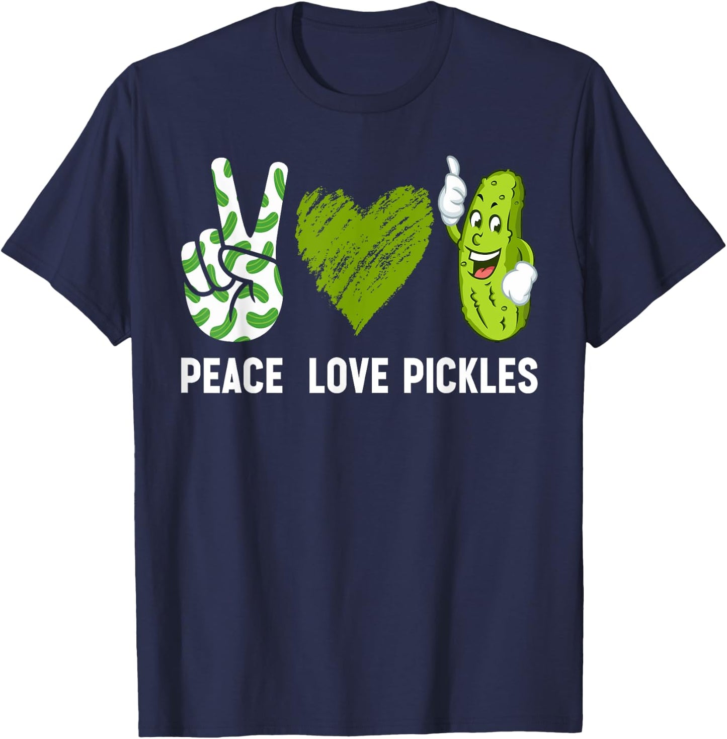 Peace, Love Pickles Retro Pickles Lover Food Lover T-Shirt - T-Shirt | Navy