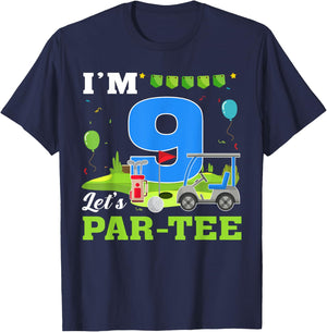 I'm 9 Let's Par- Birthday Golf 9th Party Sport Kids T-Shirt - T-Shirt | Navy