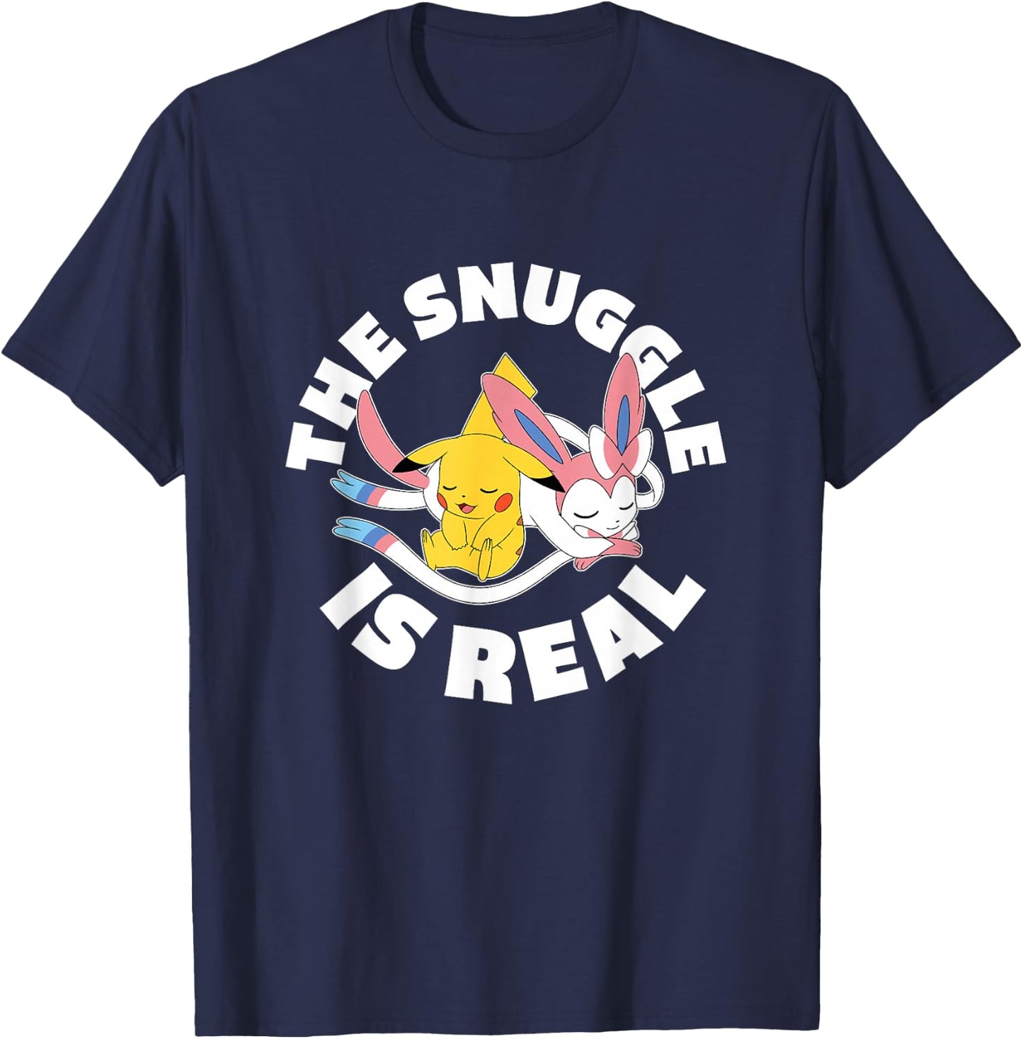 Pokémon - The Snuggle Is Real Pikachu And Sylveon T-Shirt - T-Shirt | Navy