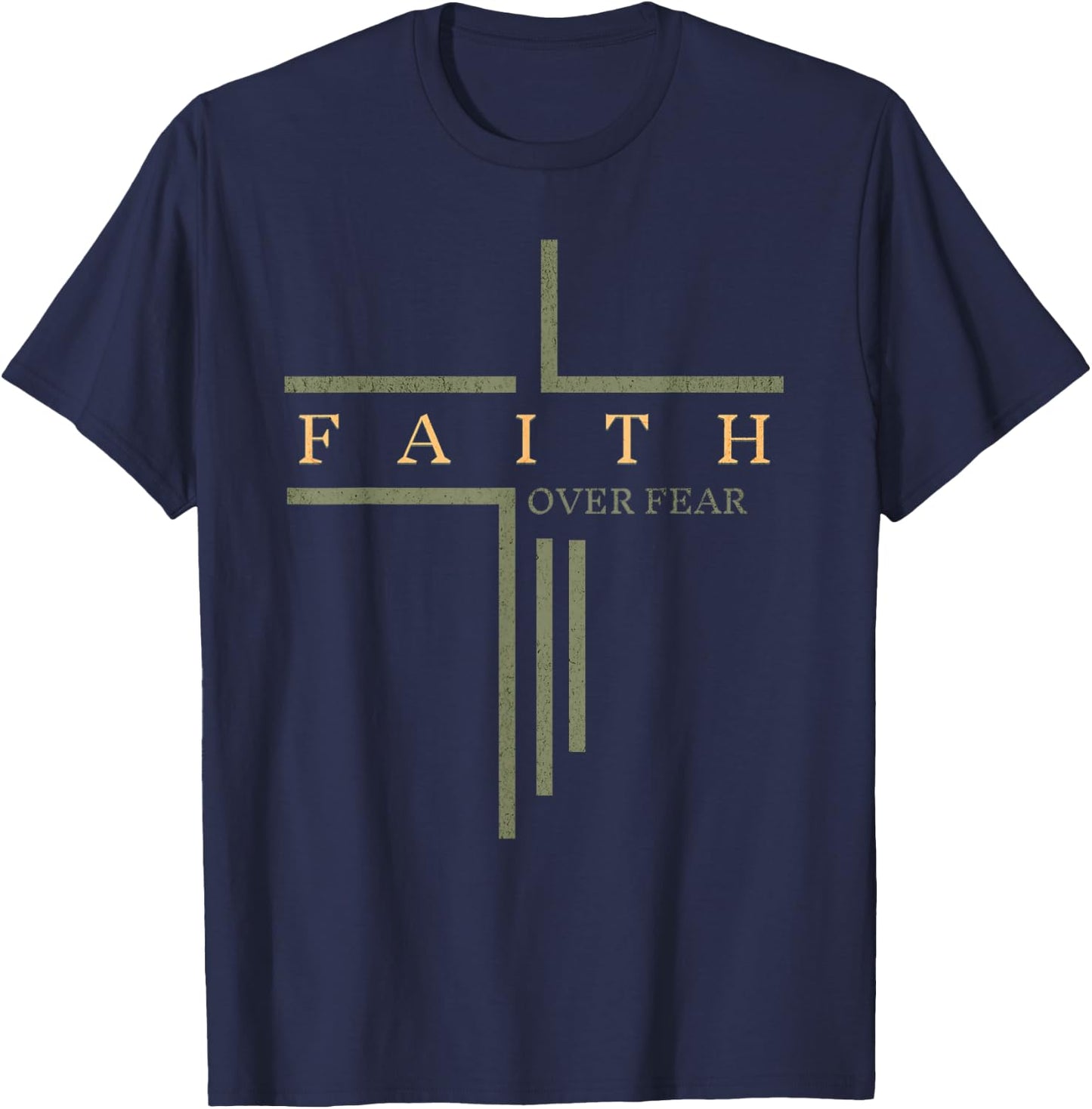 Faith Over Fear Bible Verse Aesthetic Christian T-Shirt - T-Shirt | Navy